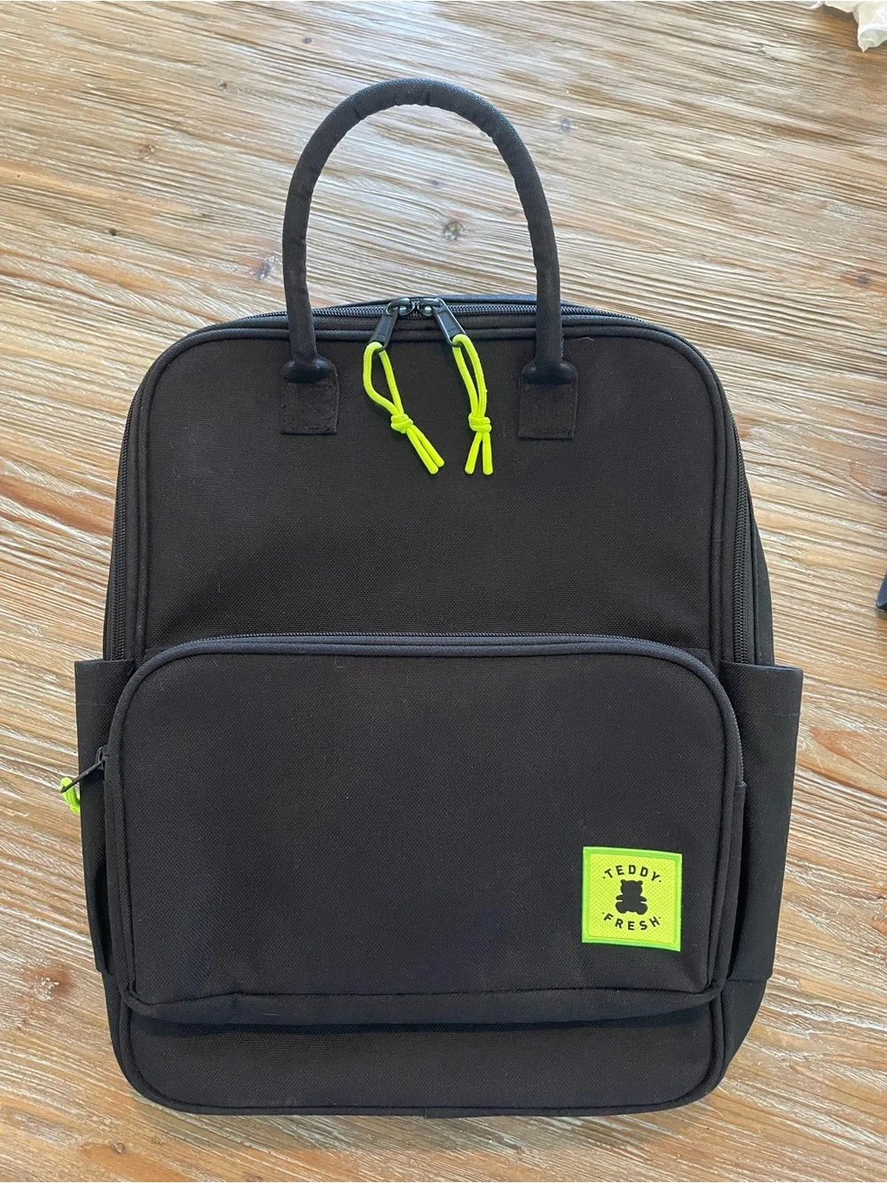 Teddy Fresh Black Backpack/Computer Bag with Neon Yellow Accents